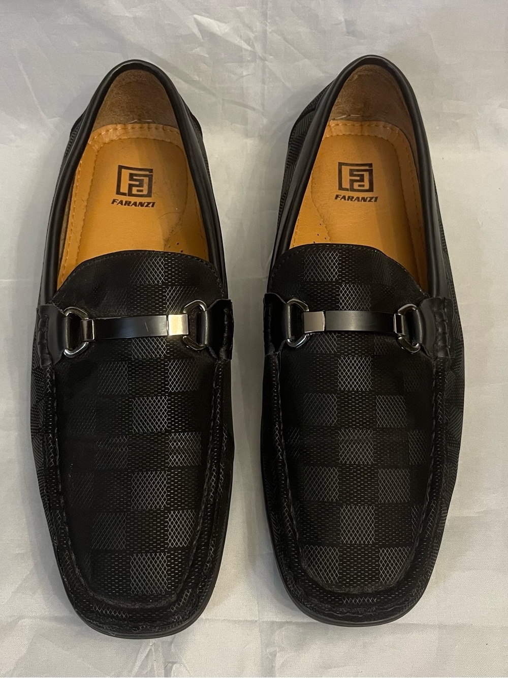 Faranzi Men's Black Leather Slip-On Loafers 9.5